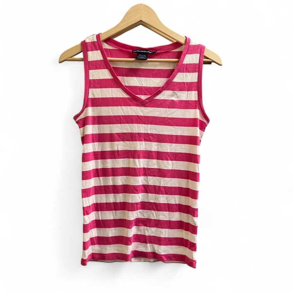 Ralph-lauren Women's Pink Striped V Neck Tank Top